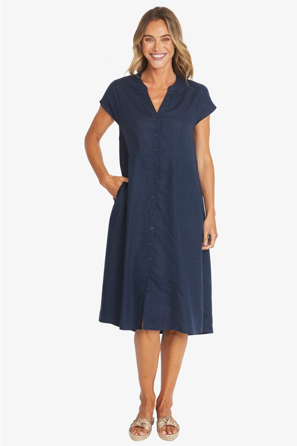 Ping Pong Sammy Linen Dress in French Navy
