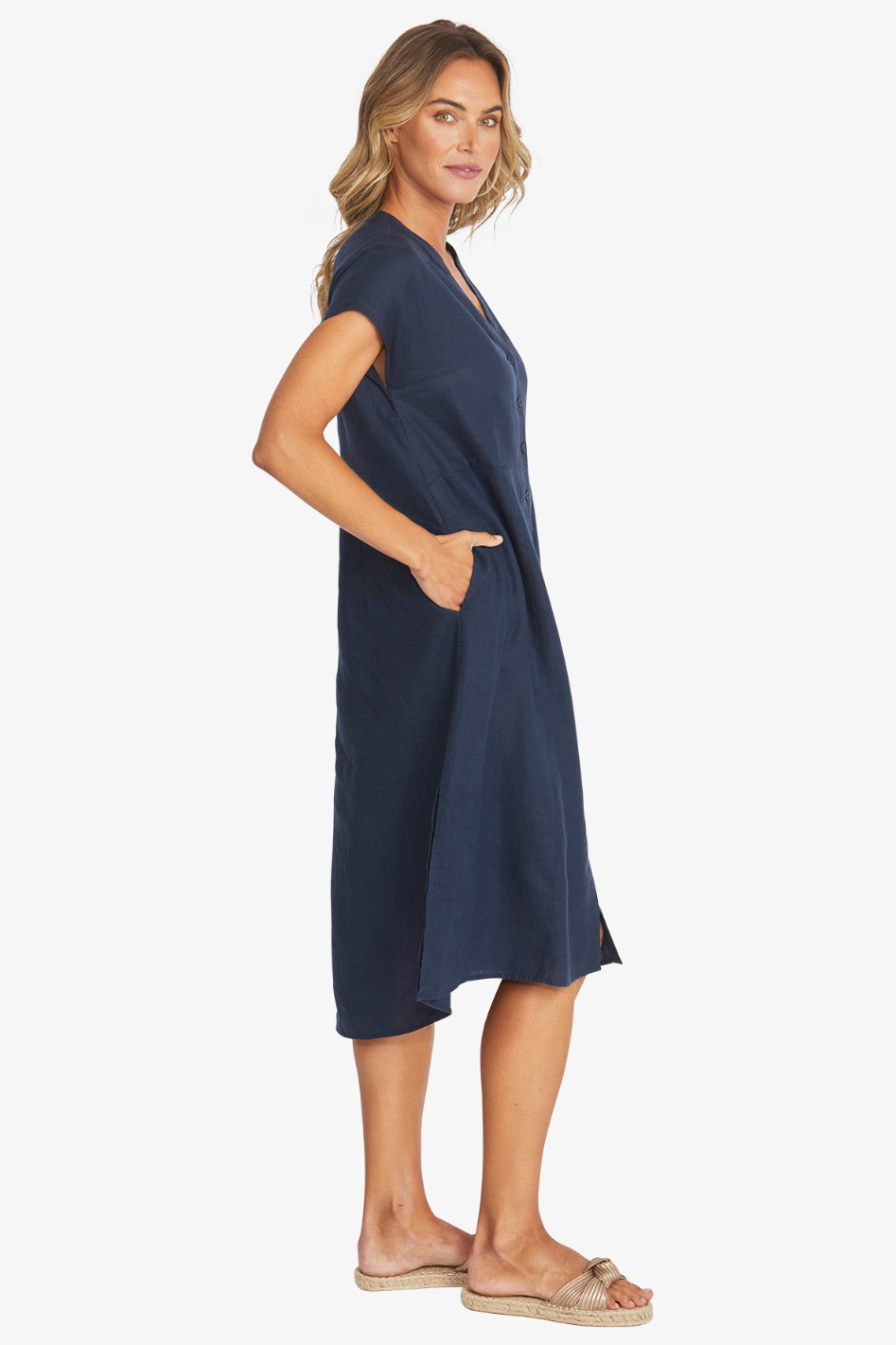 Ping Pong Sammy Linen Dress in French Navy