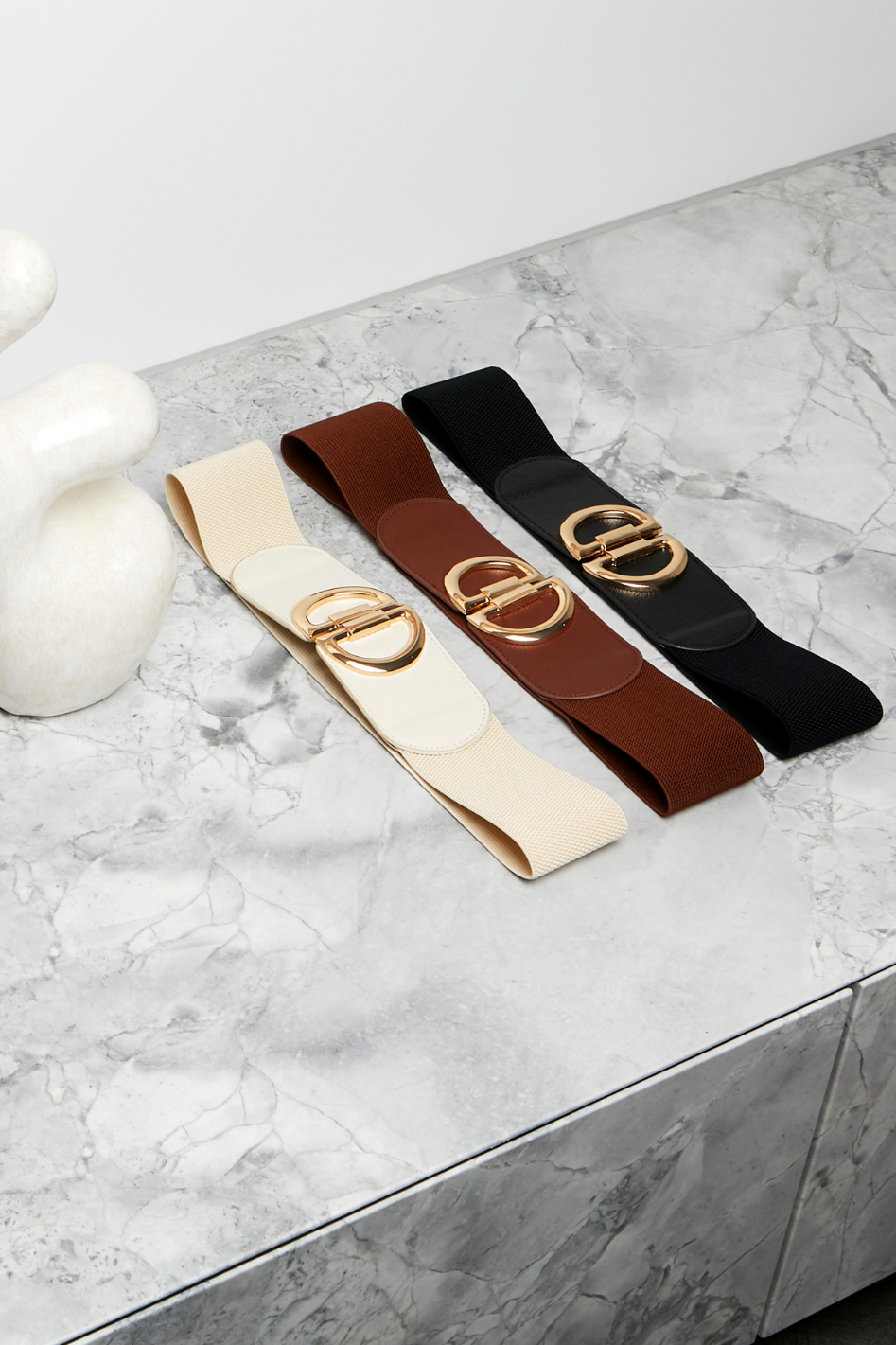 Ping Pong Sera Stretch Belt in Ivory