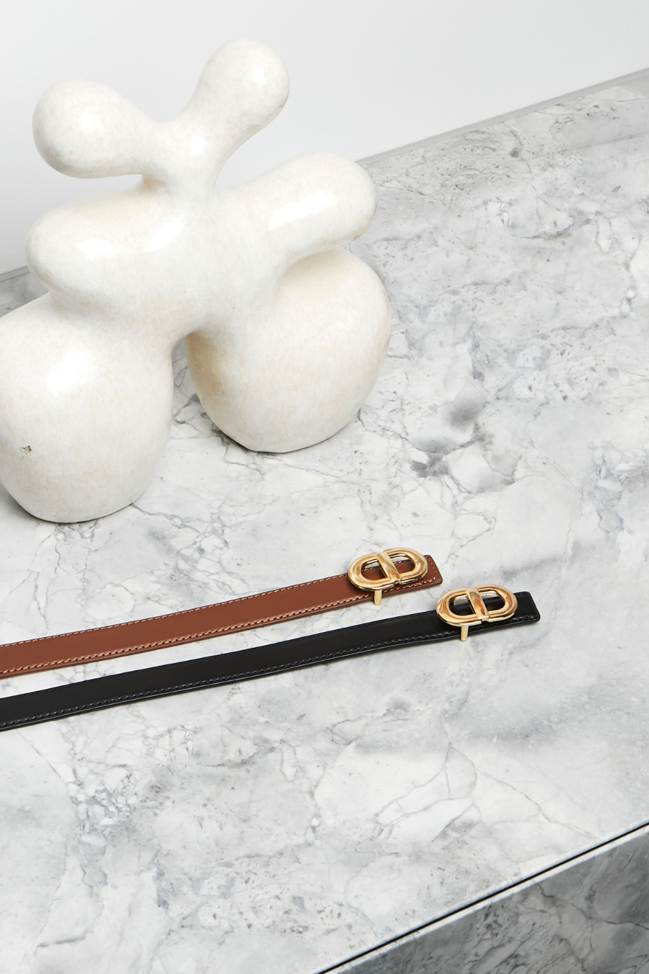 Ping Pong Shona Thin Belt in Mocha and Black