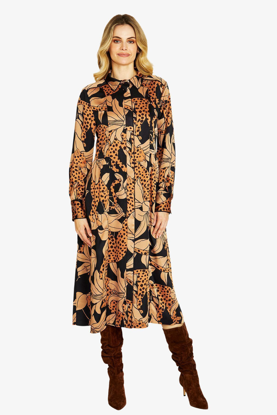Ping Pong Spliced Animal Midi Dress