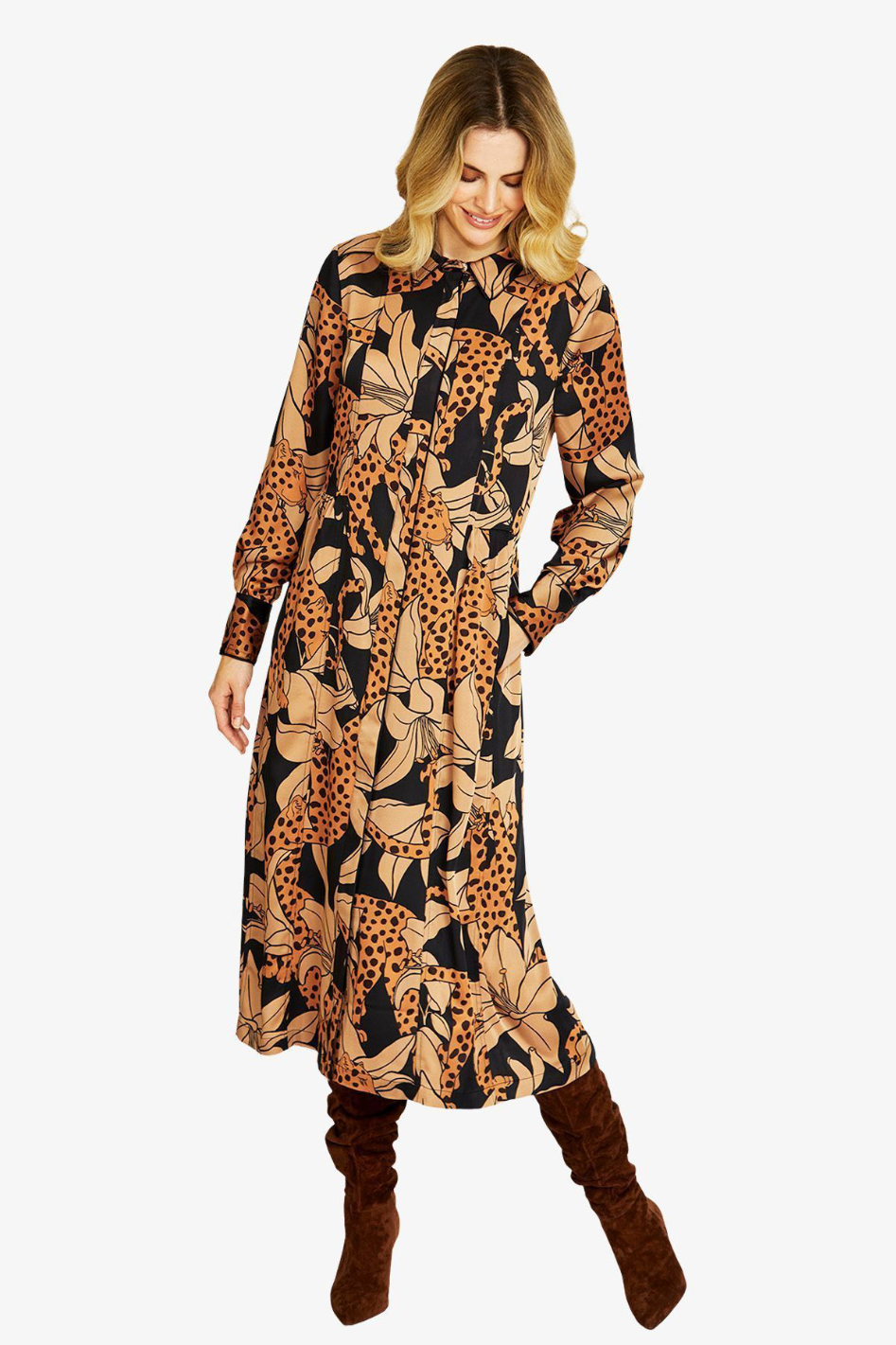 Ping Pong Spliced Animal Midi Dress
