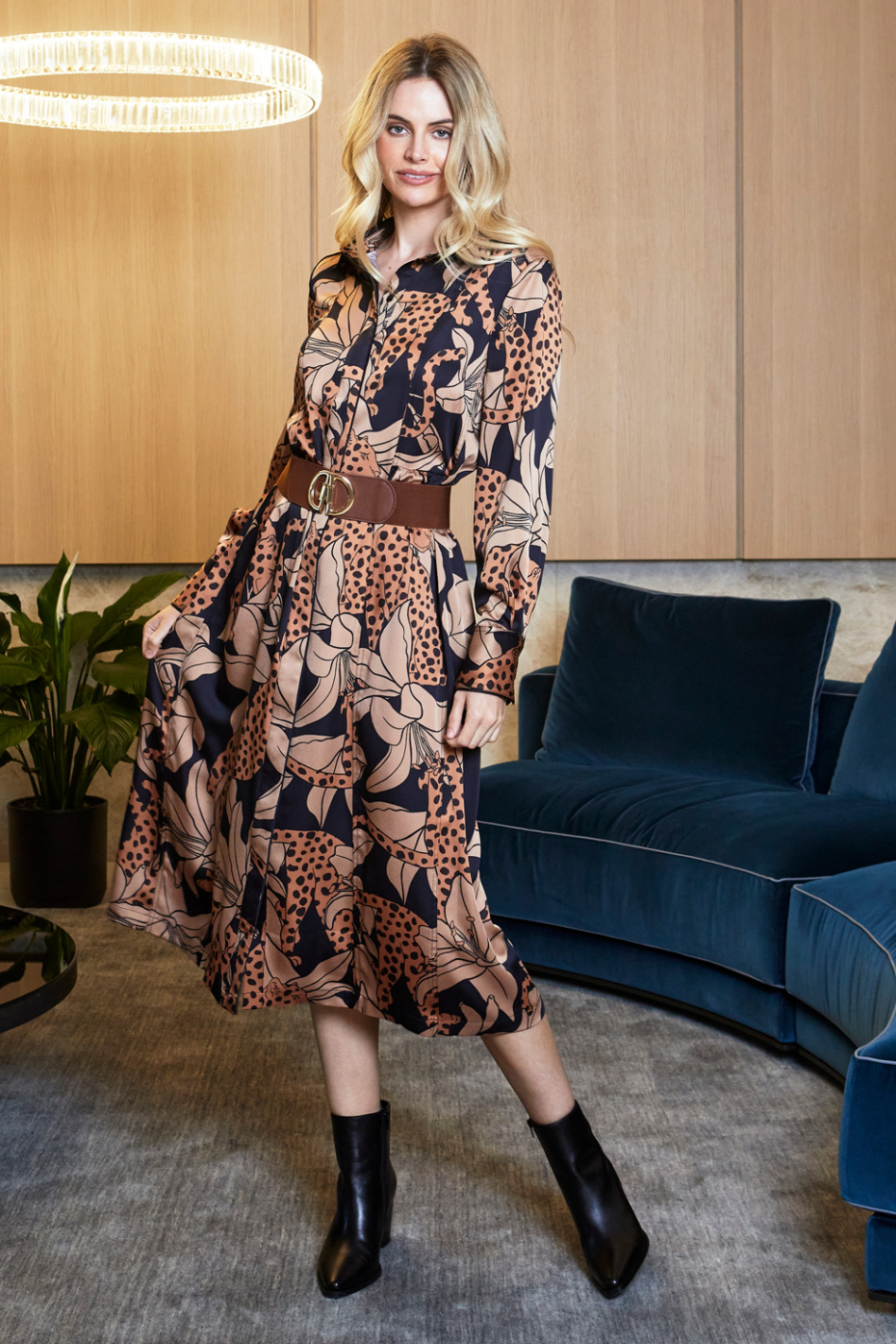 Ping Pong Spliced Animal Midi Dress