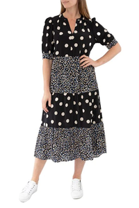Ping Pong Spliced Spot Tiered Dress
