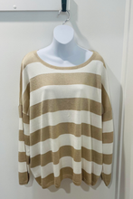 Load image into Gallery viewer, Ping Pong Boat Neck Stripe Sparkle Pullover in Gold
