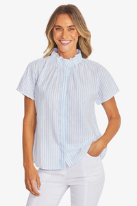 Ping Pong Tamara Stripe Blouse | White/Baby Blue | 595343