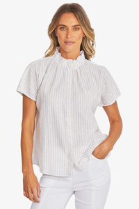 Ping Pong Tamara Stripe Blouse | White/Raffia | 595343