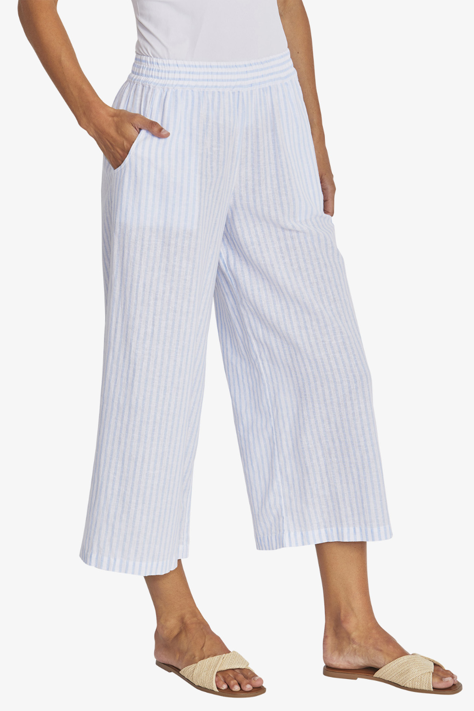 Ping Pong Tamara Stripe Pant | White/Baby Blue | 595709