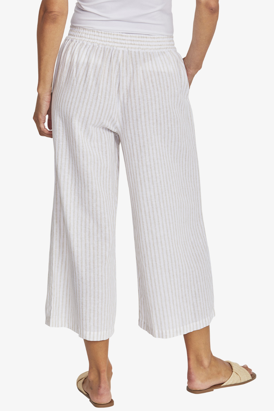 Ping Pong Tamara Stripe Pant in White/Raffia