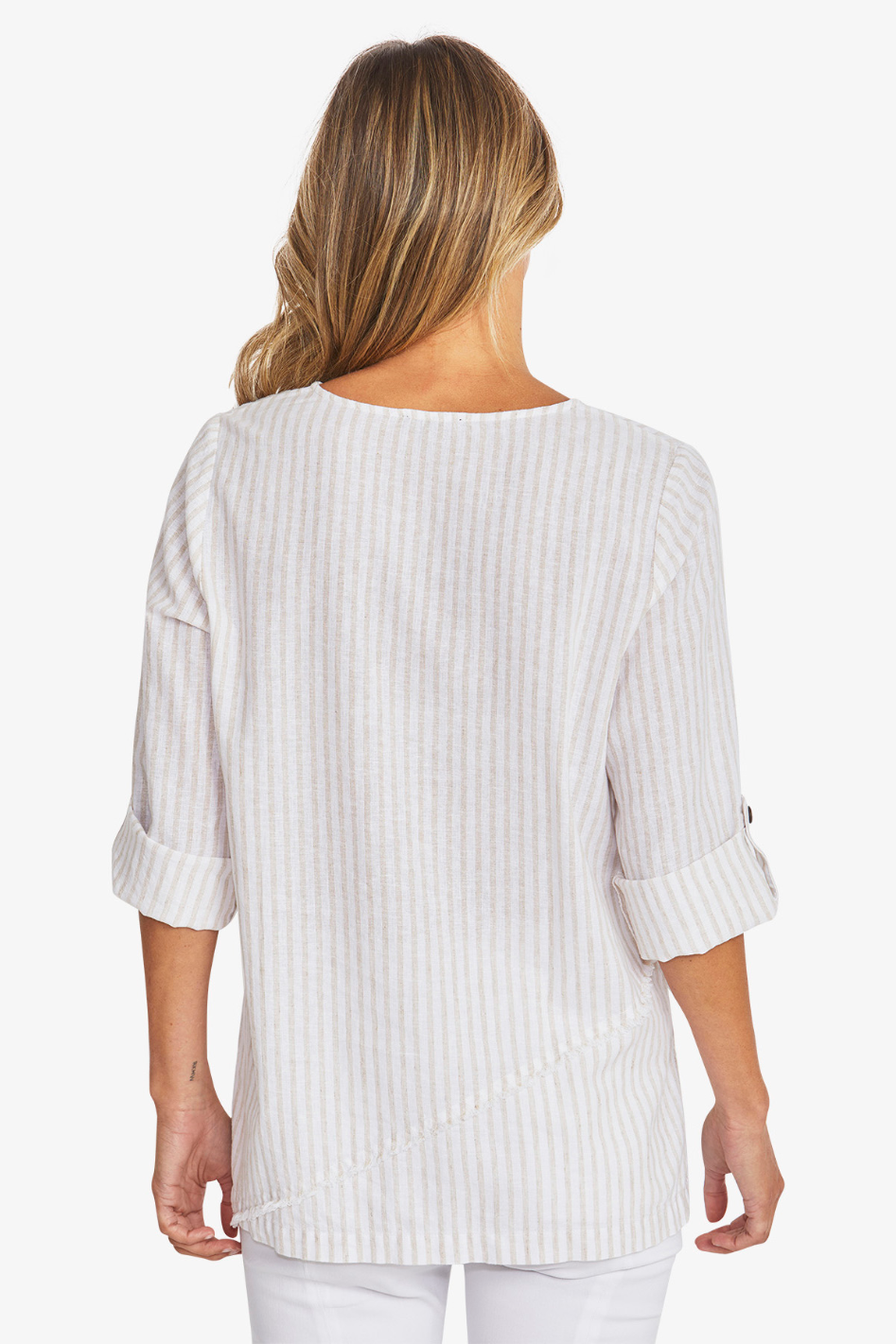 Ping Pong Tamara Stripe Top in White/Raffia 