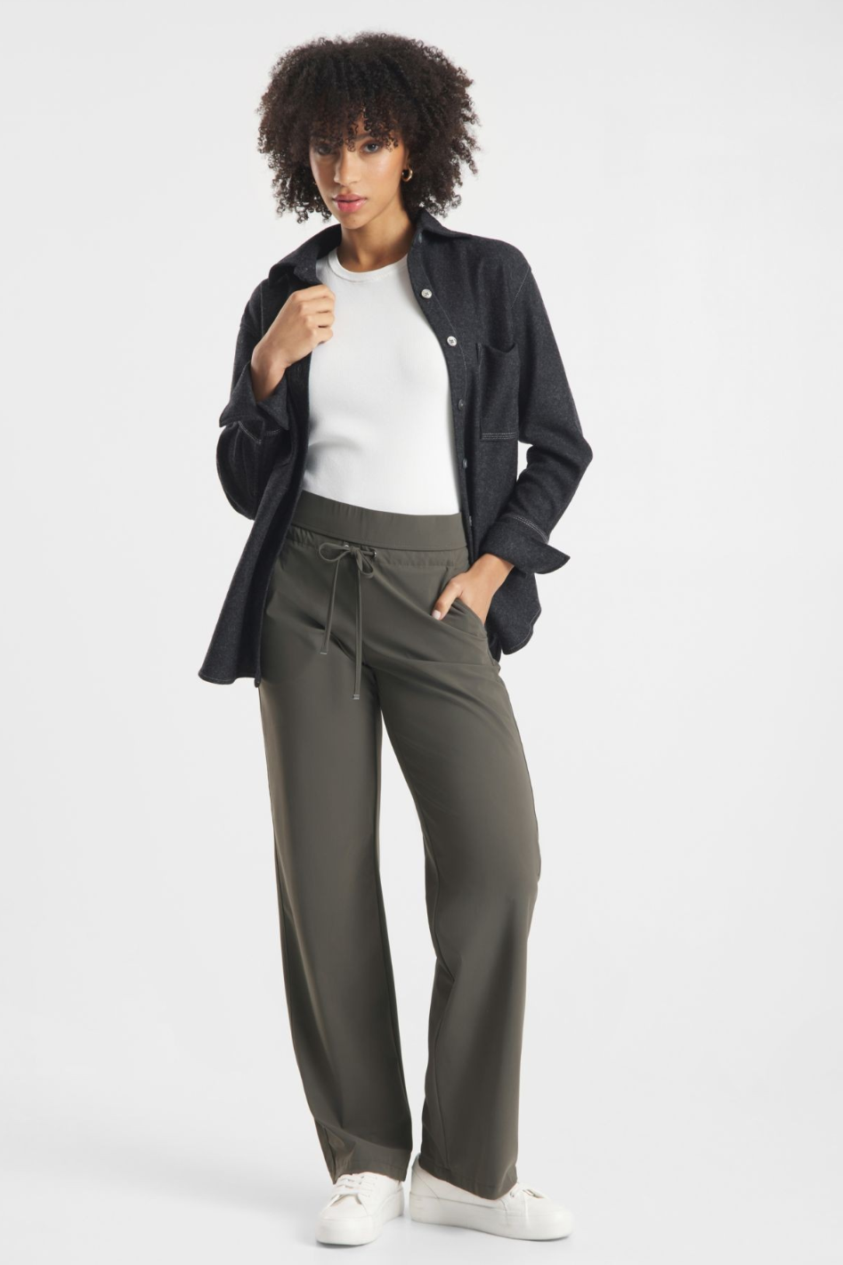 Raffaello Rossi Candice Straight Hightech Pant in Olive