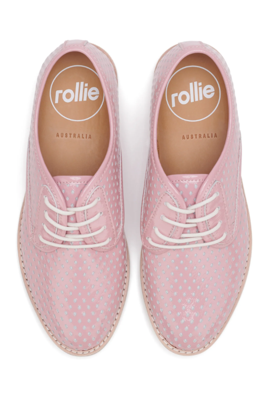 Rollie Nation Derby Punch Overlay in Rose Blush Pink and White