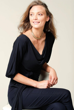 Load image into Gallery viewer, Sacha Drake Cowl Tie Drape Top in Navy
