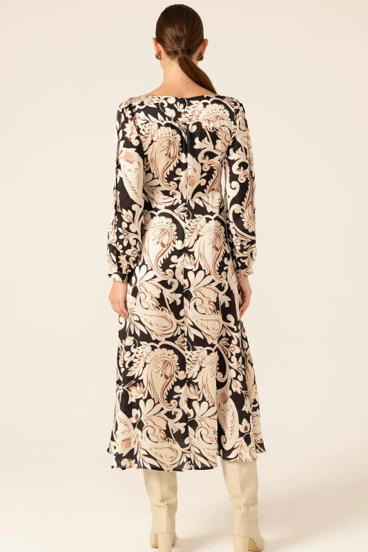 Sacha Drake Charming Courtyard Dress | Black Cream Paisley