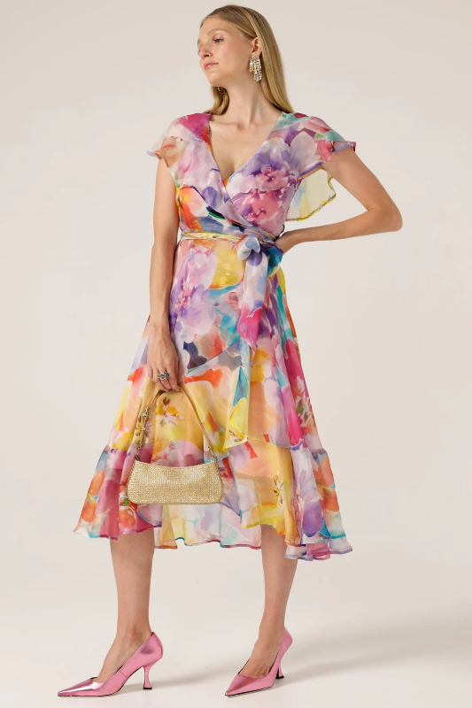 Sacha Drake Pajaritos Wrap Dress | Watercolour Floral