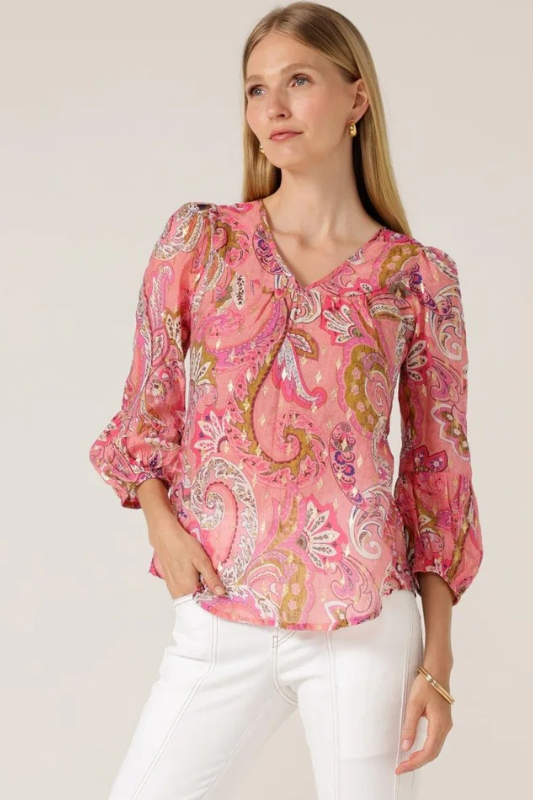 Sacha Drake Rosella Pink Paisley Top