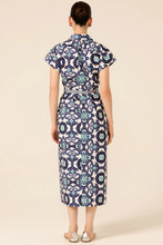 Load image into Gallery viewer, Sacha Drake Tree Swallow Shirtmaker Dress | Aqua Navy Tile
