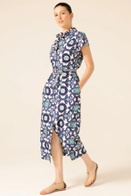 Load image into Gallery viewer, Sacha Drake Tree Swallow Shirtmaker Dress | Aqua Navy Tile
