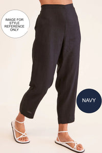 See Saw Linen 7/8 Flat Front Pant | Navy | 361