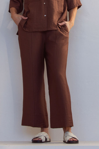See Saw 7/8 Seam Detail Wide Leg Pant | Coffee | 775C