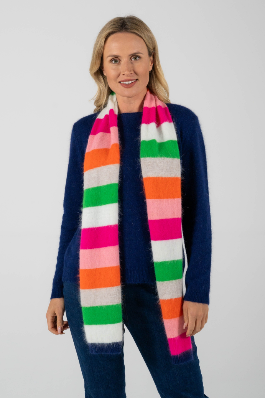 See Saw Angora Blend Multi Stripe Scarf