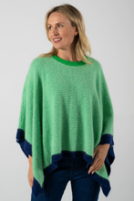 Load image into Gallery viewer, See Saw Angora Blend Stripe Poncho Apple White Navy
