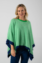 Load image into Gallery viewer, See Saw Angora Blend Stripe Poncho Apple White Navy
