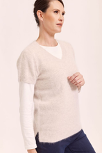 Load image into Gallery viewer, See Saw Angora Blend V Neck Vest in Oatmeal
