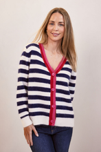 Load image into Gallery viewer, See Saw Angora Stripe Cardigan | Navy/Snow
