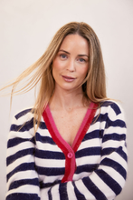 Load image into Gallery viewer, See Saw Angora Stripe Cardigan | Navy/Snow
