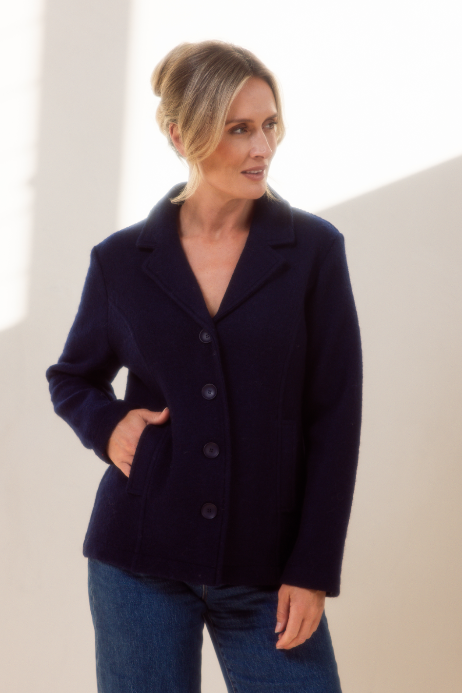 See Saw Boiled Wool Blazer | Black | 614