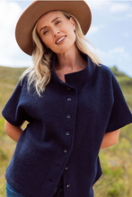 Load image into Gallery viewer, See Saw Boiled Wool Button Thru Vest | Navy
