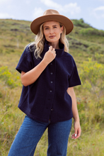 Load image into Gallery viewer, See Saw Boiled Wool Button Thru Vest | Navy
