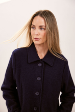Load image into Gallery viewer, See Saw Boiled Wool Collared Jacket with Curved Hem | Navy
