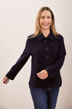Load image into Gallery viewer, See Saw Boiled Wool Collared Jacket with Curved Hem | Navy
