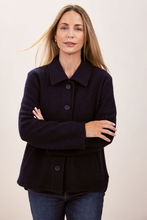 Load image into Gallery viewer, See Saw Boiled Wool Collared Jacket with Curved Hem | Navy
