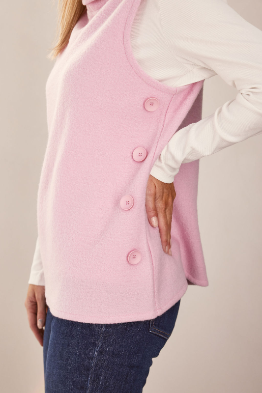 See Saw Boiled Wool Cowl Neck Vest | Blush