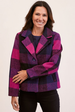 Load image into Gallery viewer, See Saw Brushed Wool Blend Plaid Jacket | Hot Pink/Navy Check

