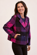 Load image into Gallery viewer, See Saw Brushed Wool Blend Plaid Jacket | Hot Pink/Navy Check
