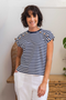 See Saw Button Detail T-Shirt | Navy/White Stripe | SA361