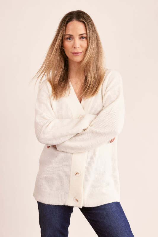See Saw Button Thru Rib Cardigan | Winter White