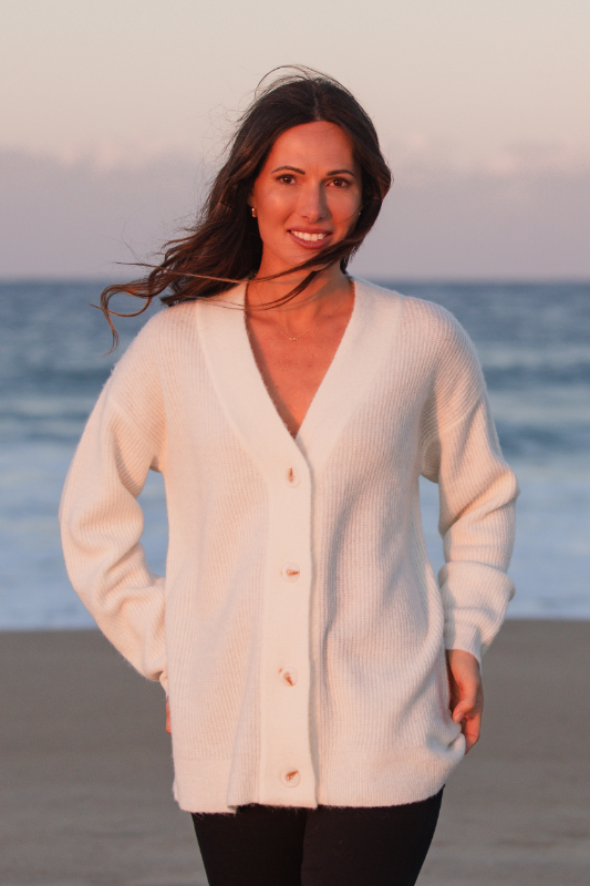 See Saw Button Thru Rib Cardigan | Winter White