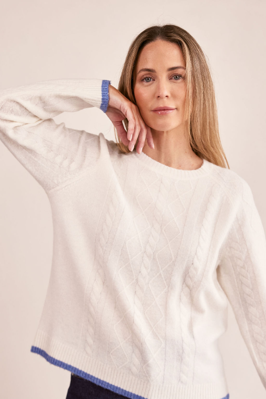 See Saw Cable Knit Sweater | Winter White
