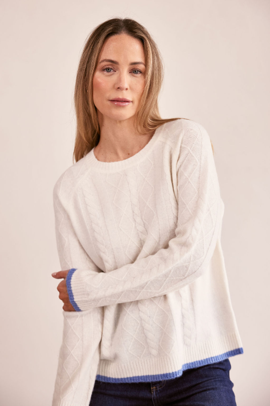 See Saw Cable Knit Sweater | Winter White