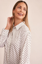 Load image into Gallery viewer, See Saw Cotton Blend Spot Collared Shirt | Green/White

