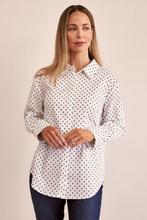 Load image into Gallery viewer, See Saw Cotton Blend Spot Collared Shirt | Green/White

