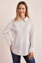 Load image into Gallery viewer, See Saw Cotton Blend Spot Collared Shirt | Green/White
