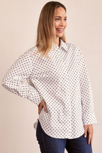 Load image into Gallery viewer, See Saw Cotton Blend Spot Collared Shirt | Green/White
