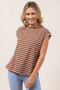 See Saw Cotton Stripe Extended Sleeve T-Shirt in Copper Marle