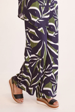 Load image into Gallery viewer, See Saw Linen Blend Wide Leg Pant | Navy/Khaki Leaf
